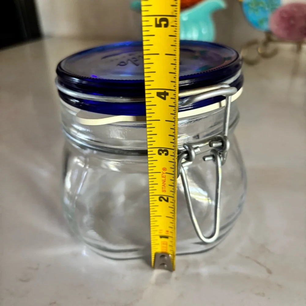 Vintage BORMIOLI ROCCO FIDO Cobalt Blue Glass Lid Jar
